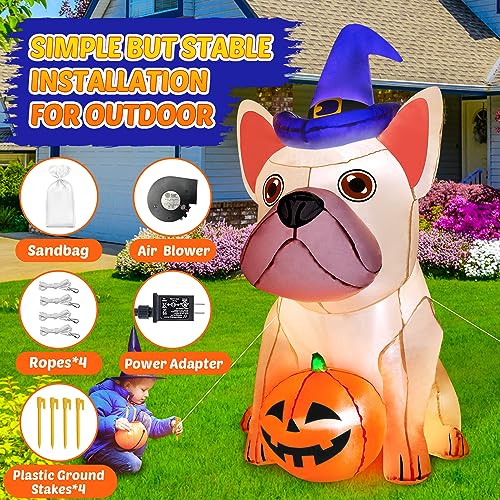 5Ft Halloween Inflatable Yard Decoration with Bright LEDs & Witch Hat - Bulldog