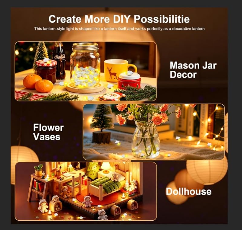 Battery Operated Paper Lantern Lights 20pcs Warm White Hanging Decor