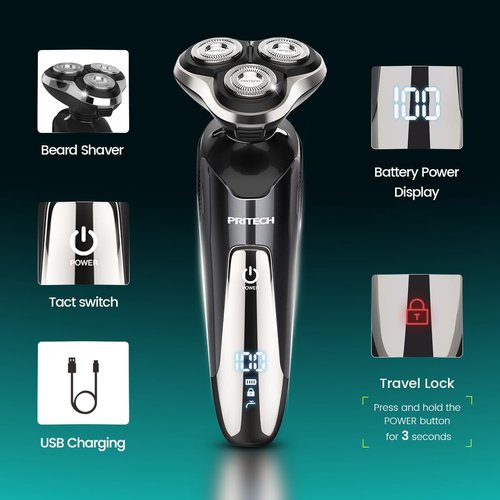 Skiennix Electric Razor for Men - Rechargeable Waterproof Cordless Shaver for Wet & Dry Use