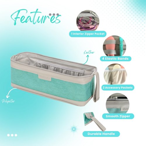 BeautyLA ‍Hair Tool Travel Bag with Heat Resistant Mat – Travel Case for Curling Iron, Straightener, Dy son Air wrap, Shark FlexStyle – Waterproof Organizer with Silicone Bottles