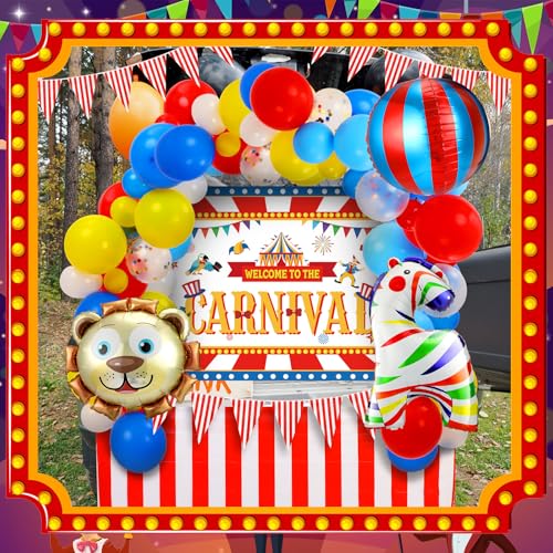 Halloween Circus Carnival Trunk Decorations Set with Balloons & Backdrop - Carnival Variation