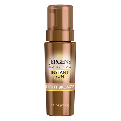 Jergens Natural Glow Self Tanner Mousse - Instant Light Bronze Tan | Sunless Tanning, 6 Oz