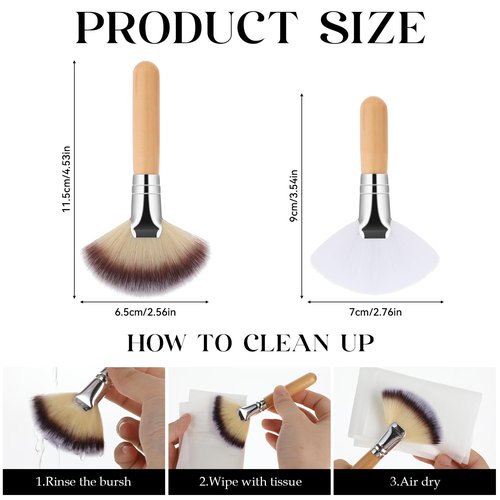Thinp 4 Pcs Facial Fan Brush,Facial Brushes Esthetician Fan Brushes Esthetician Fluffy Fan Brushes Face Soft Bristle Highlighting Blush with Long and Short Handle for Women Girls Loose Powder Blush