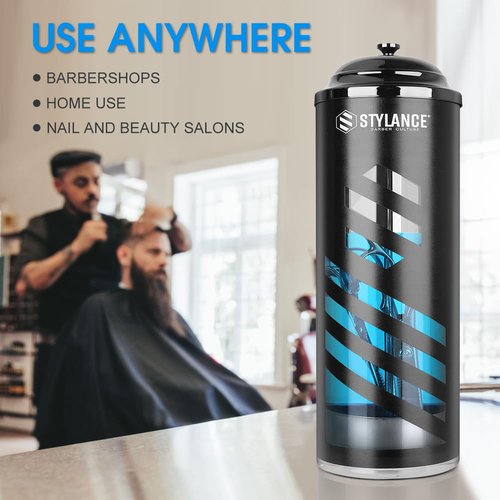 STYLANCE Barber Disinfecting Jar, Acrylic Disinfectant Container with Removable Basket, Disinfectant Acrylic Jar for Manicure & Spa Implements, Combs & Shears, Salon 37 oz