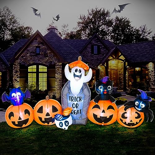 Halloween Inflatable Decorations with LED Lights, Pumpkins, Ghost, Bat & Tombstone Yard Decor