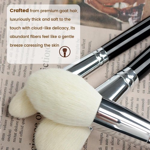 Professional Natural Travel Goat Hair Makeup Brushes with case, 15Pcs Kabuki Face Powder & Eye Makeup Brush set With Ultra Soft Premium Dense Hair, Valentines Day Gifts (Black)