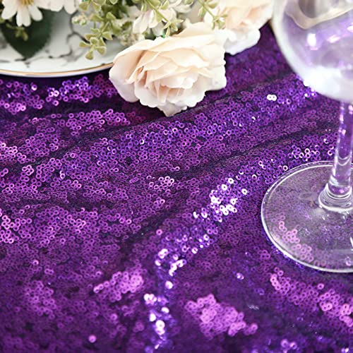 Purple Sequin Table Cloth 156x90 Inches Wedding Party Halloween Fabric