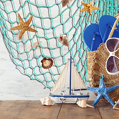 16PCS Nautical Fish Net Decoration Set - Beige, Blue, Green, Pink, 80" x 40"