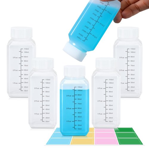 UMETASS Premium Plastic Bottles with Lids -6 Pack 4oz Small Travel Containers, Leak-Proof Squeeze Bottles for Liquid, Pill, Water Storage, Clear Empty Containers with Caps