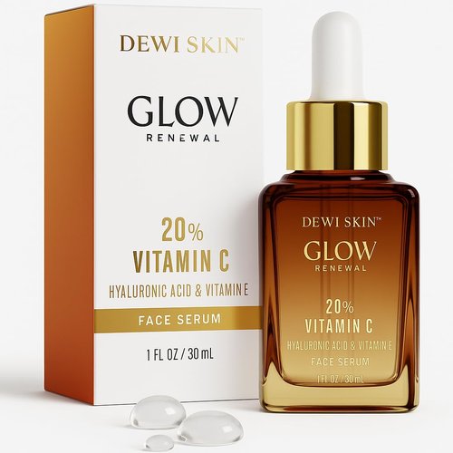 Glow Renewal Vitamin C Serum - Brightening & Anti-Aging Formula with Hyaluronic Acid - 1 oz for Face & Eye