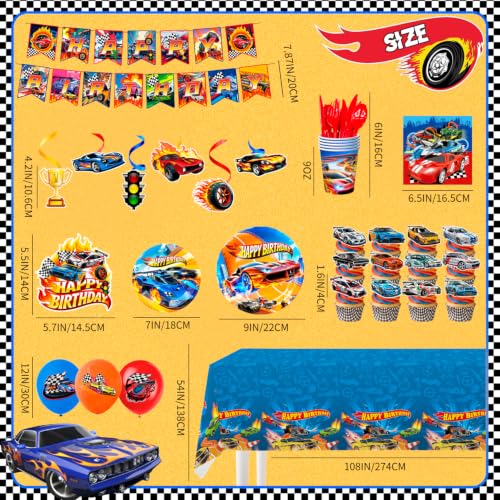 Race Car Birthday Party Tableware Set - 159 Pieces for Cars Theme Celebration