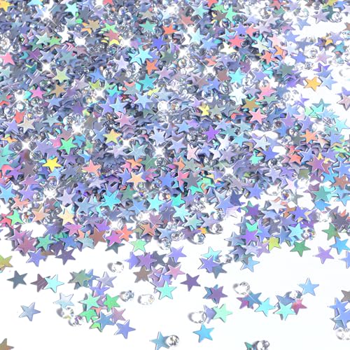 3000 Pcs Silver Star Confetti - Metallic Table Glitter for Weddings & Parties