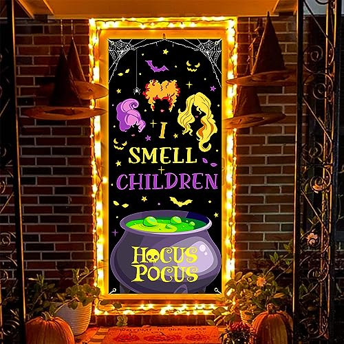 Hocus Pocus Halloween Door Cover Decorations - Spooky Witch Theme for Party & Front Door
