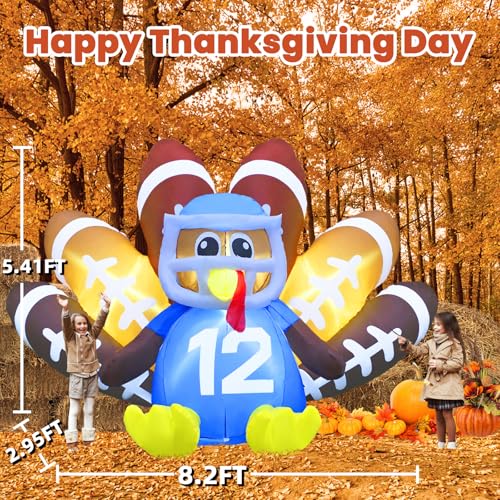8FT Thanksgiving Inflatable Turkey with LED Lights - Outdoor Garden Decor - Variation of Turkey #12