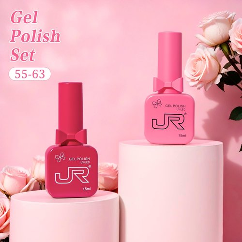 JR 9pcs 15ml Gel Nail Polish Set Red Nude Pink Gel Polish Kit Nude Pink Gel Polish Nail Art Manicure Salon DIY Soak Off UV LED Nail Gel Kit DIY Art Manicure