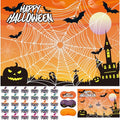 Halloween Spider Pin The Web Game Set for Kids - 30 Reusable Stickers & Web Poster