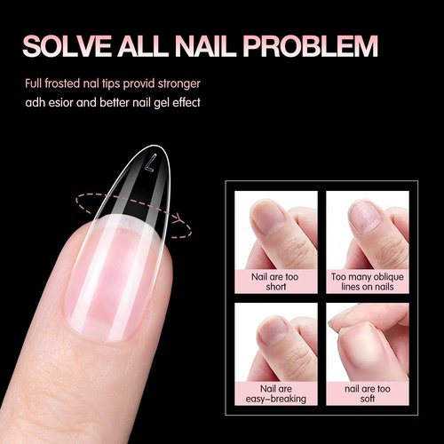 BEAUTPAL Long Stiletto Gel Tips 510pcs Almond Press on Nails Pre-shape Almond Nail Tips for Full Cover Acrylic False Nails For Nail Extension Nail Art, DIY Salon 15 Sizes Soft Gel Nail Tips