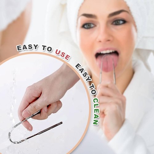 Skiennix Tongue Scraper - 100% Surgical 304 Stainless Steel Cleaner for Fresh Breath | 2 Pack
