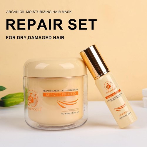 **Skiennix Argan Oil Hair Mask - Deep Repair Conditioning Treatment for All Hair Types | 16.9 fl oz + 2 fl oz**