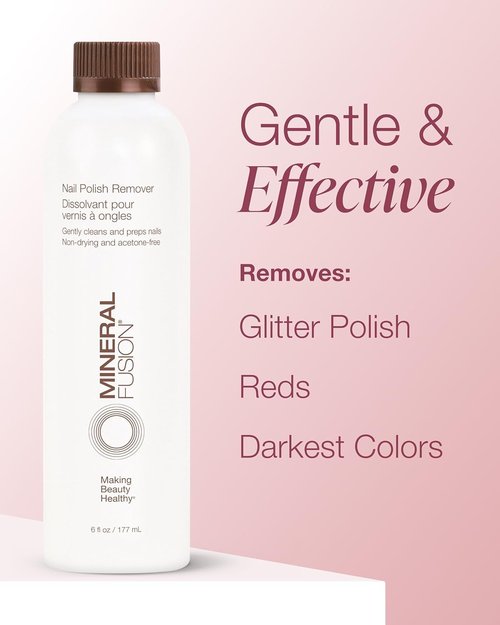 Mineral Fusion Nail Polish Remover - Acetone-Free Nail Care with Natural Solvents - Non Drying Liquid Formula - 6 fl oz, Pack of 2