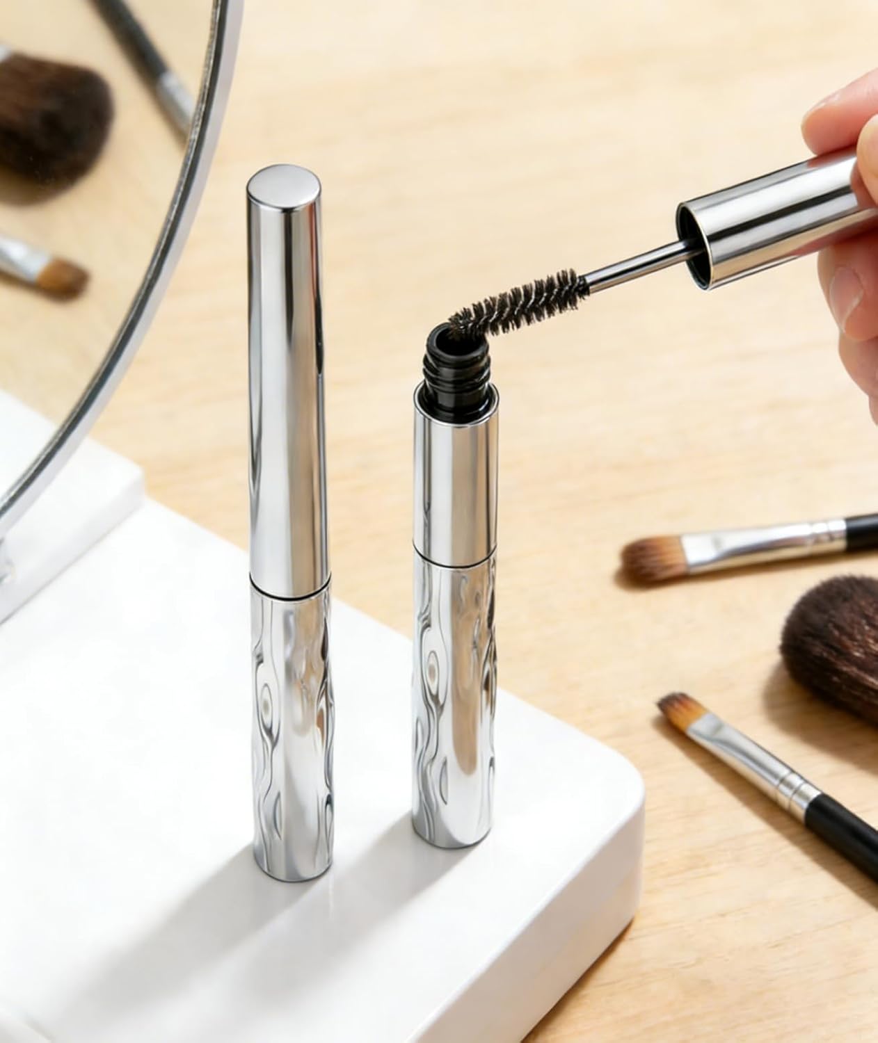 Upgraded Iron Metal Wand Mascara - Waterproof, Long-Lasting 3D Curling Formula | Smudge-Proof & Flake-Free (Black)