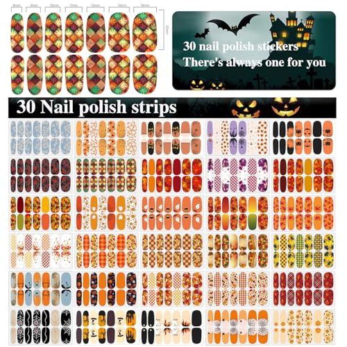 Halloween-04 Maple Leaf Theme Nail Stickers - 30 Sheets Halloween Nail Art