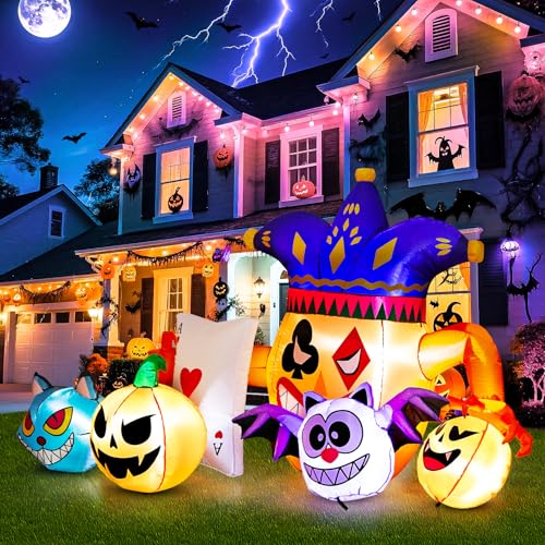 5.25FT Halloween Inflatable Clown Pumpkin with Owl & Black Cat Combo - Outdoor Decor