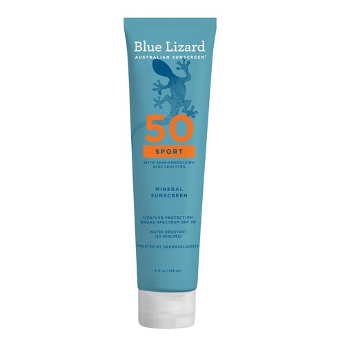 Blue Lizard Sport Mineral SPF 50 Lotion, Ideal for Athletes, 100% Mineral Sunscreen Actives, Fragrance-Free, Paraben-Free, Vegan, 5 fl oz