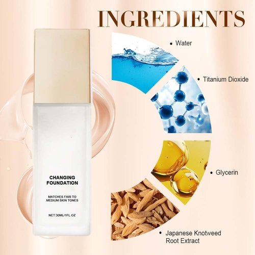 Skiennix Color Changing Foundation - Lightweight Liquid Concealer for Mature Skin | Universal Tone (1pc)