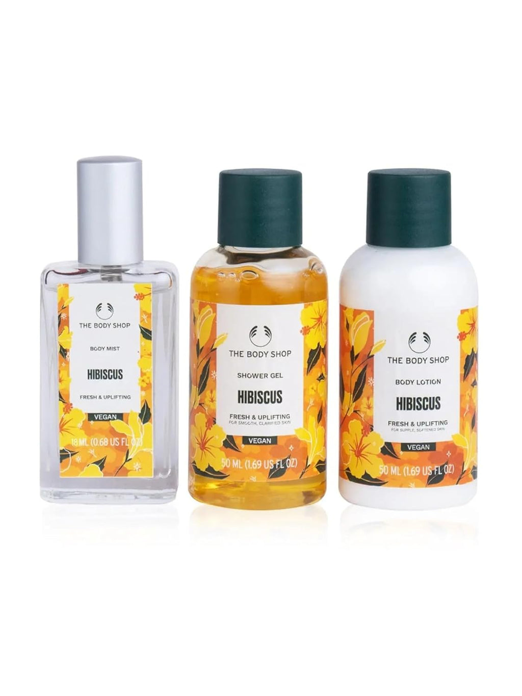 The BodyShop Hibiscus Bath & Body Gift Set - Shower Gel, Body Lotion & Mist | 3.99 Fl Oz