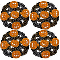 Halloween Placemats Set of 4 - Bats & Pumpkins Embroidered Table Mats, 14 Inch Round