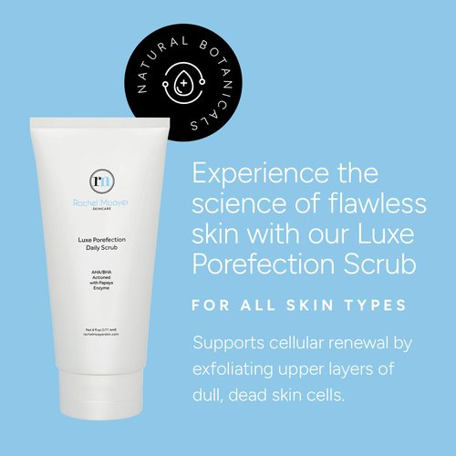 Rachel Moayer Luxe Porefection Daily Scrub - Triple Action Exfoliating Facial Cleanser with 12% Glycolic Acid & Fruit Enzymes | 6 oz for Smooth, Radiant Skin