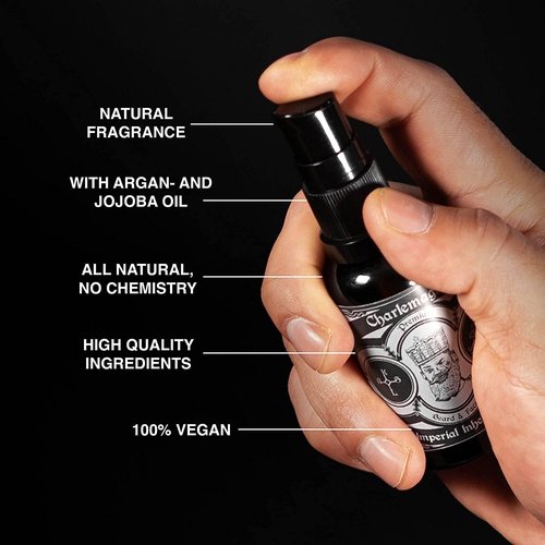 Charlemagne Beard Oil - 30ml Vegan & Leather Scented Men's Grooming Oil - Boosts Beard Growth - Made in Germany