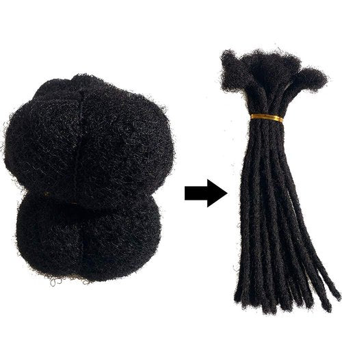 Tight Afro Kinky Human Hair for Dreadlocks,Ideal for Making Locs,Repair Extensions,Twist or Braids 2 Bundles/Package Natural Black #1B 8inch