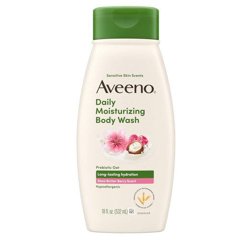 Aveeno Daily Moisturizing Body Wash - Shea Butter Berry Scent | Hydrating & Soothing for Sensitive Skin, 18 fl. oz