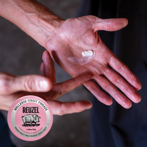 Reuzel Pink Grease Pomade - Strong Hold Oil-Based Styling Wax | Medium Shine for All Hair Types