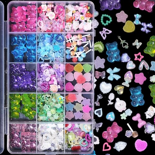 3D Bear Candy Nail Charms - Assorted Color Lollipop Butterfly Nail Art - Variation C1-bear