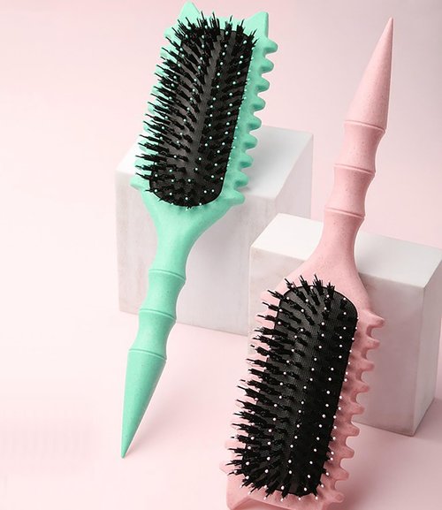 Skiennix Curly Hair Brush - Volume Curl Defining Tool for Effortless Detangling & Styling | Green