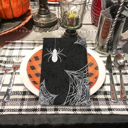 80Pcs Halloween Spider Web Disposable Napkins - Black & White Party Table Decor