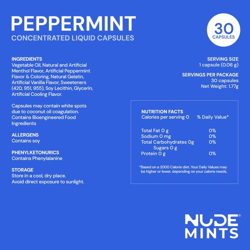 NUDE MINTS | Dual Action Liquid Capsules | Mouth Watering Mint - Lasts 3X Longer - 3X Stronger - Extreme Bad Breath Treatment For Adults - Sugar Free, 0 Calorie - Variety - 5 Pack - 150 Capsules
