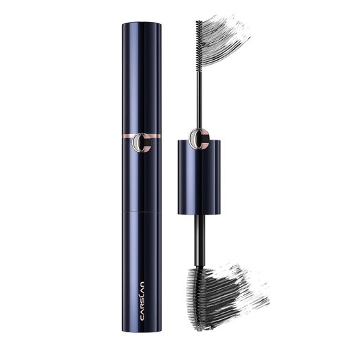 CARSLAN Curling Mascara - Dual Brush Design for Lengthening & Volume | Quick-Dry, Smudge-Proof, Black, 0.18 Fl Oz