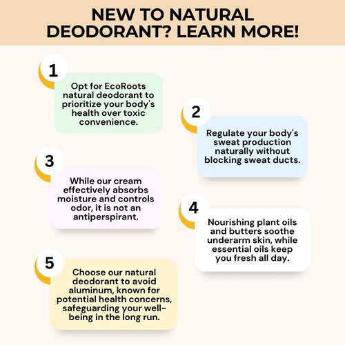 ECO ROOTS Natural Deodorant Cream - Organic & Vegan, Baking Soda Free | Rose Geranium Scent
