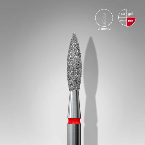 Staleks Pro Diamond Nail Drill Bit Flame Red Expert – 2.3mm Head Diameter, 10mm Working Part – Professional Nail Drill Bit – Diamond Coating – Precisie Cuticle & Nail Care