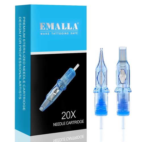 ELIOT Tattoo Cartridges Needles, 20Pcs Tattoo Needles Cartridge #10 Bugpin 3 Round Liner with Membrane Disposable Cartridges Tattoo Needles Long Taper for Permanent Makeup Tattoo Supplies (1003RLL)