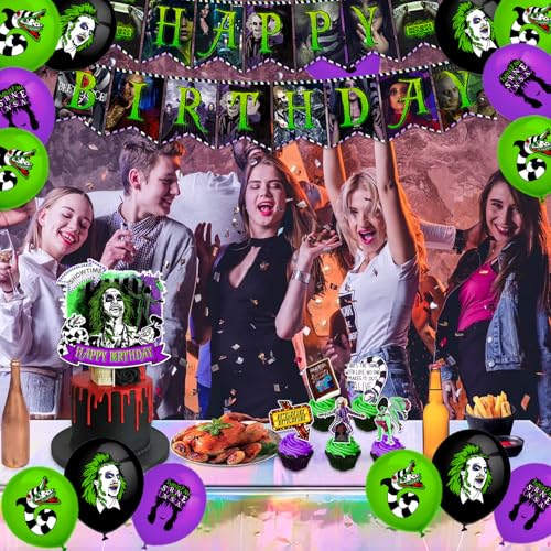 Halloween Birthday Decorations Set with Horror Beetleju Characters - 32 Pieces