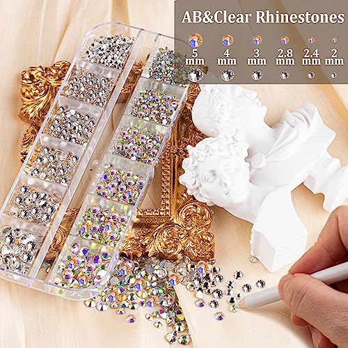 Colorful Face Gems Makeup Set AB & Clear Multicolored Crystals with Tools