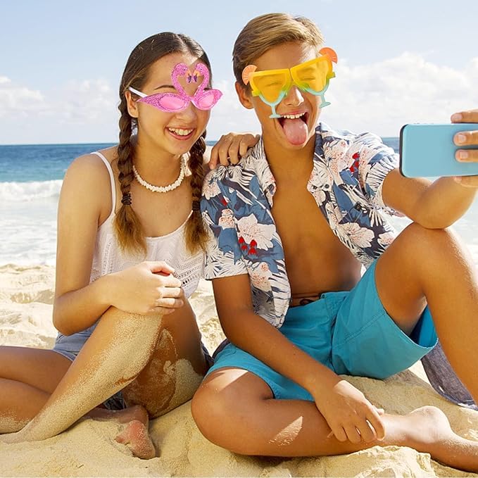 Party Sunglasses Pack - Tropical Funny Beach Glasses for Kids Teens Adults