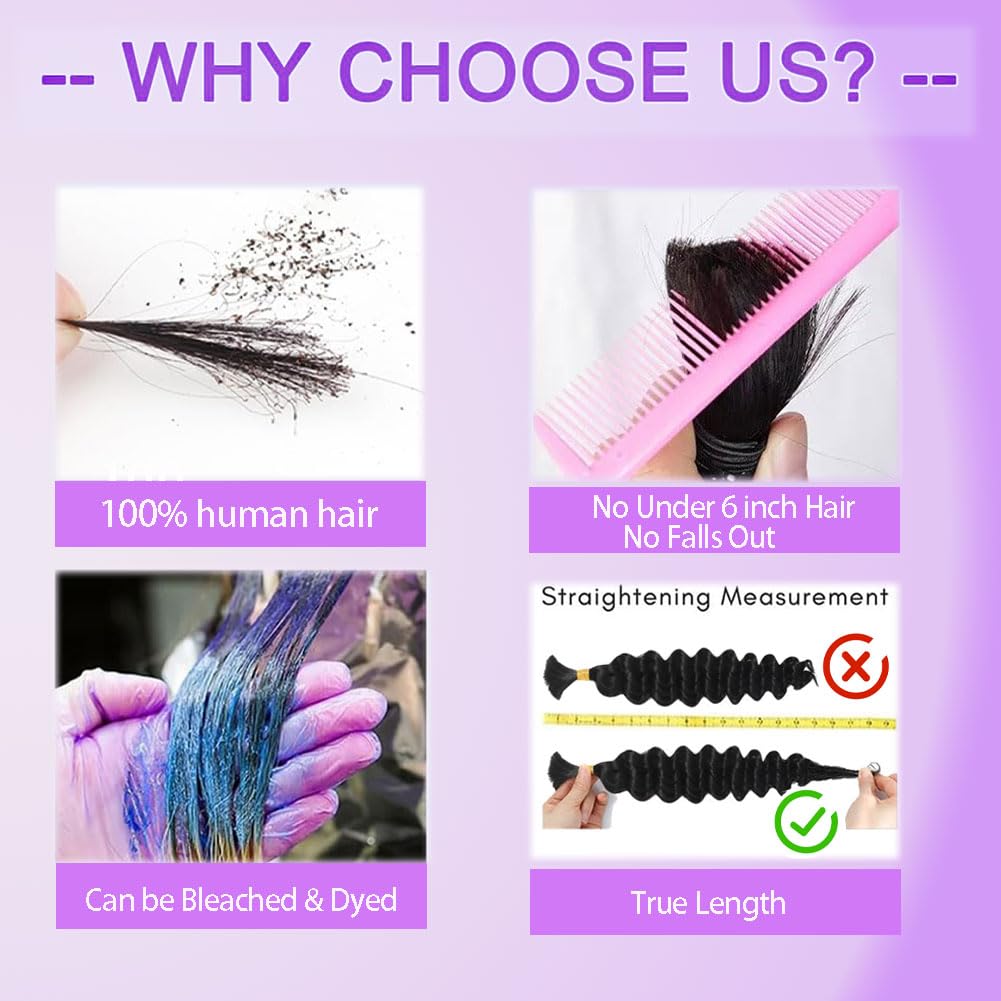 ZFY Human Braiding Hair 100g 22 Inch Deep Wave Bulk Human Hair for Braiding Boho Braids 100% Unprocessed Brazilian Virgin Human Hair Extensions No Weft 2 Bundle/Pack Dark Brown