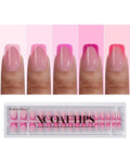 BTArtboxnails French Tip Press On Nails - Pink Short Square Valentines Press On Nails, Soft Gel Nail Tips, 160Pcs Soak Off Acrylic Fake Nail Extension in 16 Sizes