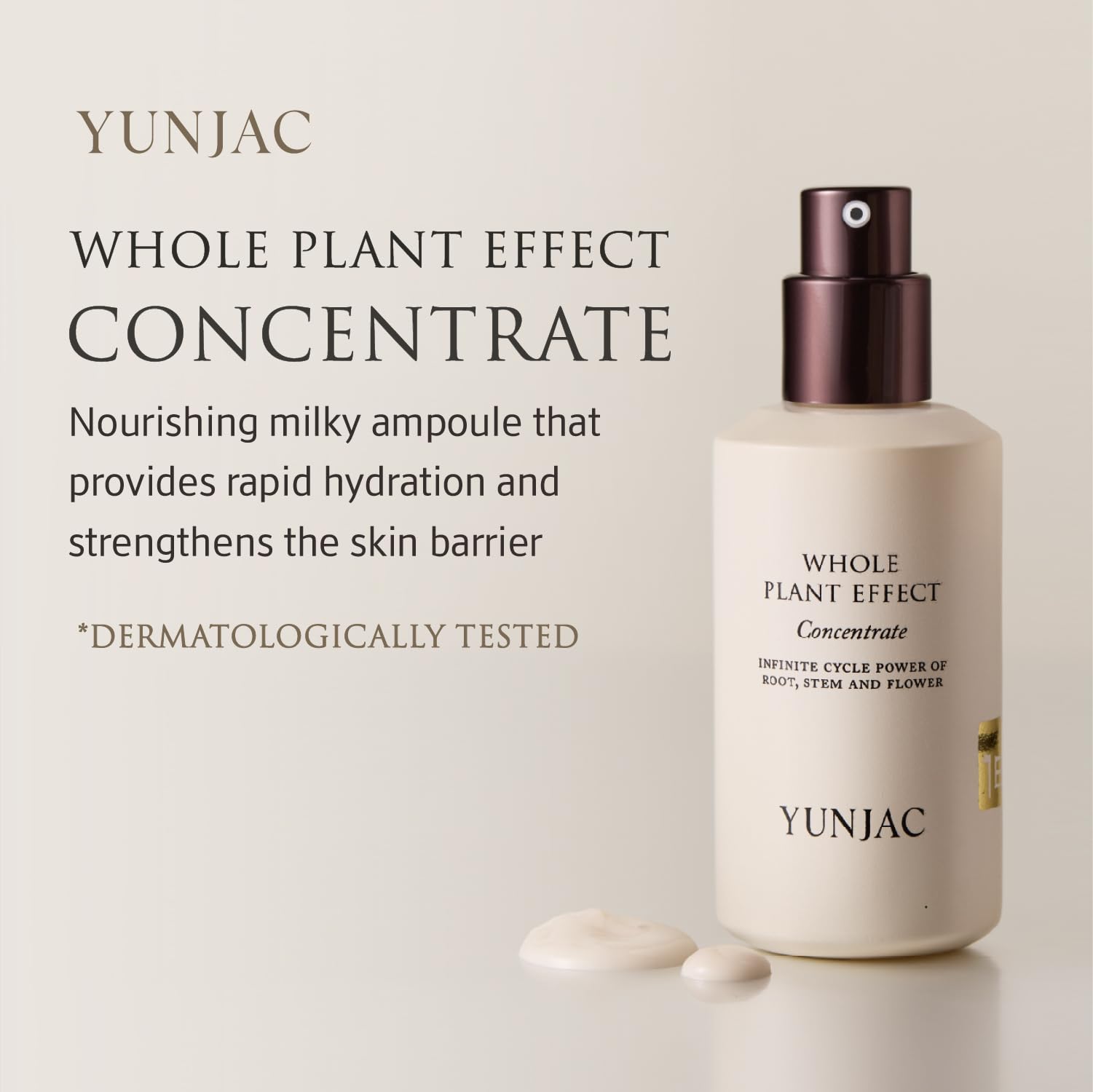 YUNJAC Whole Plant Effect Concentrate(1.35fl oz) - Instant Absorbing Milky texture serum, with squalane, ceramide, fermented ginseng root, for deep hydration, strengthen skin barrier, Korean skin care